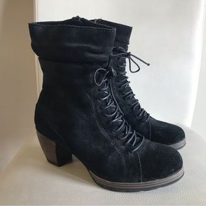 Wolky Leather Suede Lace Up Boots Black Size 39 / 8